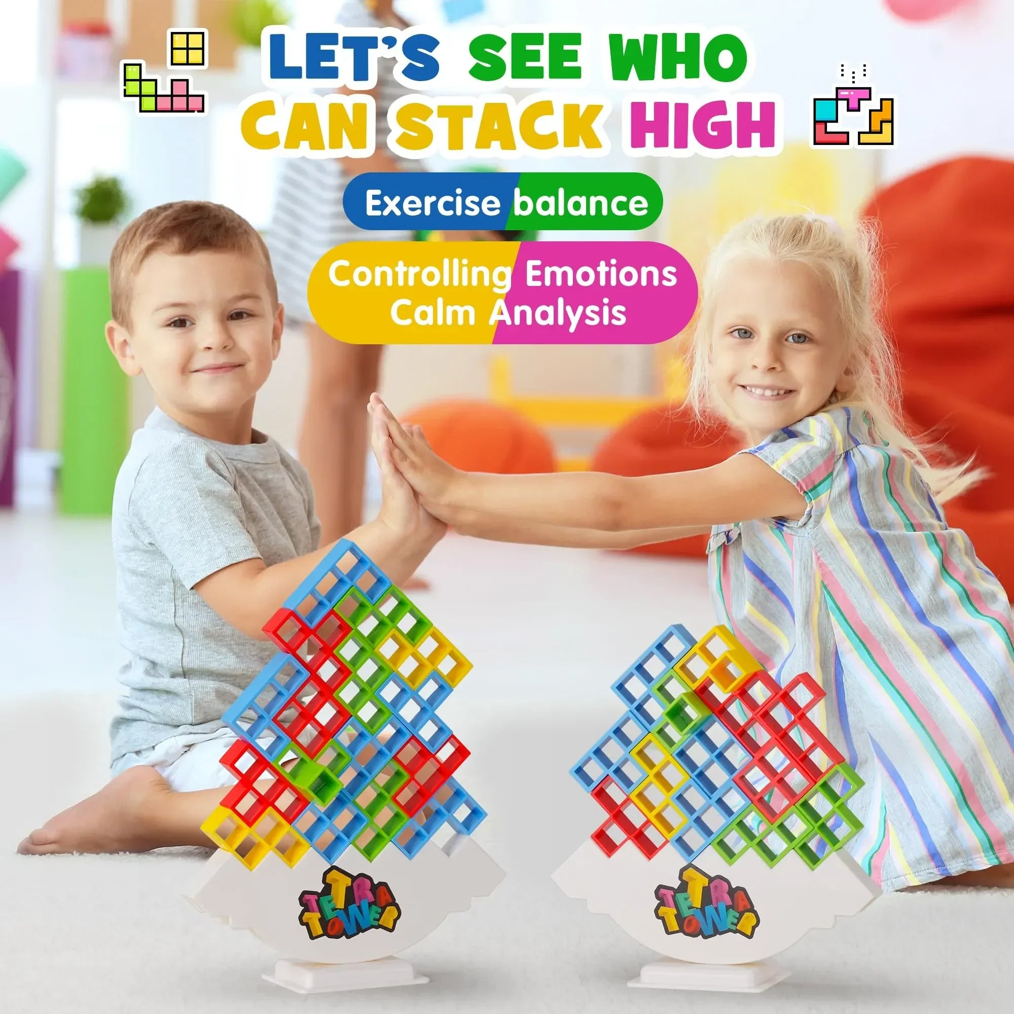 Unleash Creativity with the HOT Stacking Blocks Tetra Tower - The Ultimate Balance Game and Educational Building Blocks Puzzle!