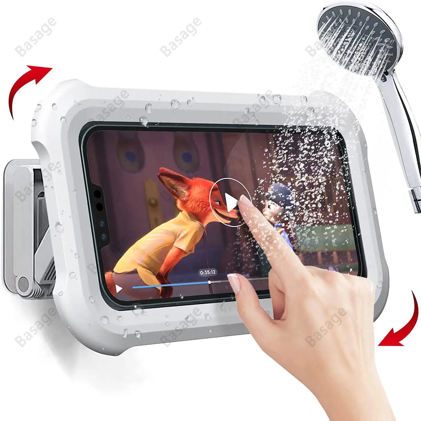 Waterproof Shower Phone Holder with 480° Rotation, Angle Adjustable, Wall Mounted Phone Holder for Bathroom Kitchen, Up to 6.8In Fresh Style