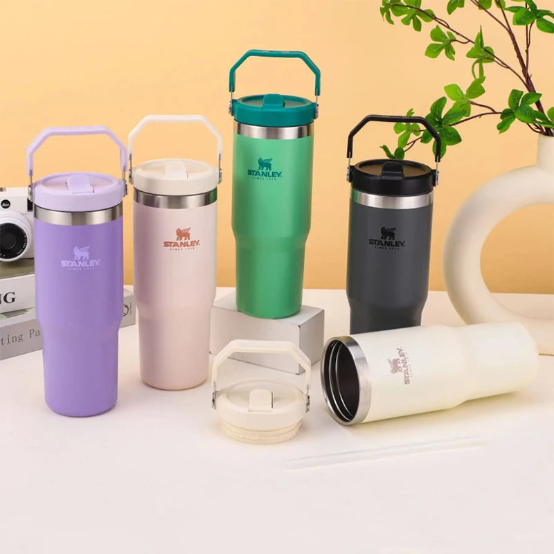 Original Stanley 30oz/887ml STRAW CUP Tumbler with Straw Lids Stainless Steel Coffee Termos Cup Car Mugs Vacuum Cup Insulated Fresh Style