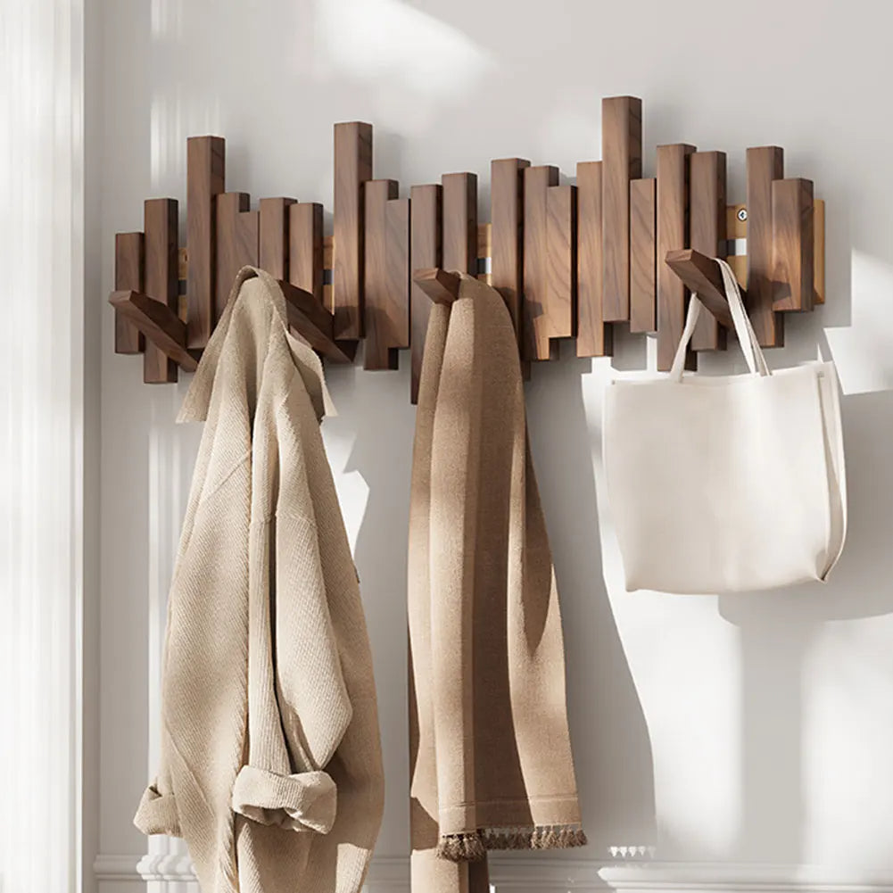 Natural Wood Piano Hanger- Stylish Organizer for Coats, Hats, Towels & More in Home, Bathroom & Kitchen Fresh Style